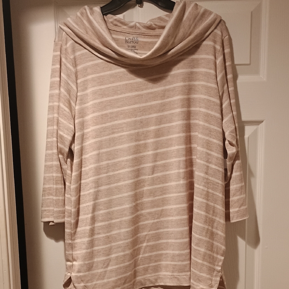 NWT Croft & Barrow Light Beige Cowl Neck Sweater